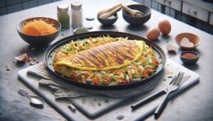 Omelete Fitness de Forno com Legumes e Frango Desfiado