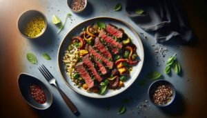 Receita de Carne Fit Marinada com Chimichurri e Quinoa